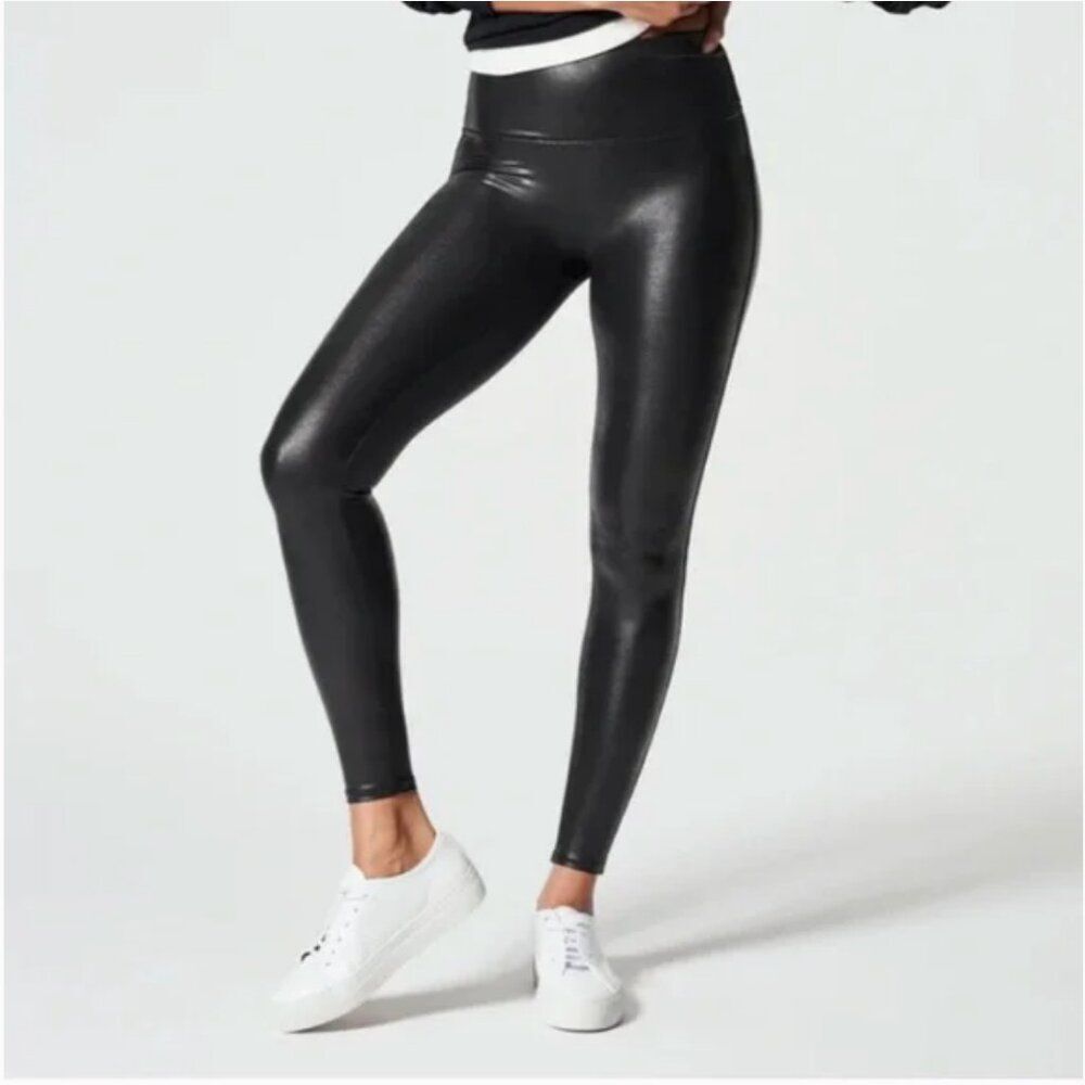 SPANX Women's Faux Leather Black Size 3X Tall